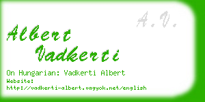 albert vadkerti business card